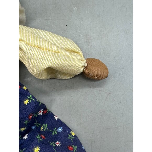 Handmade Fabric Rag Doll With Floral Patterned Clothes & White Felt Hat 12" READ - Picture 7 of 16